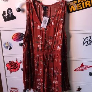 Floral Rust Short Sleeve V Neck